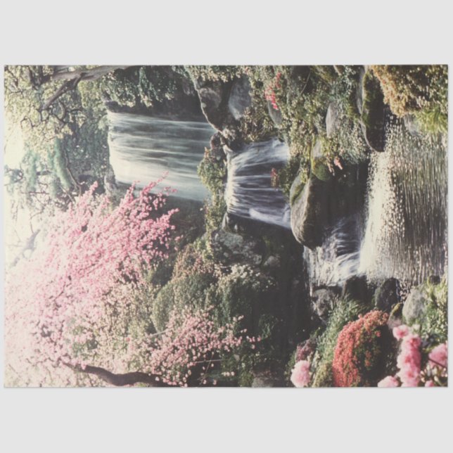 Dekoupage Kyoto's Gardens Cascading Waterfall Seidenpapier (Vorderseite)