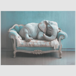 Dekoupage Landscape Elephant auf Vintagem Sofa Seidenpapier