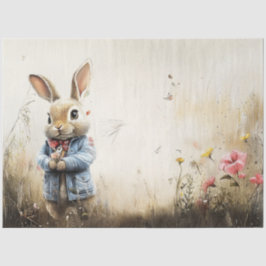 Dekoupage Landschaft Anthropomorphes Kaninchenfeld Seidenpapier