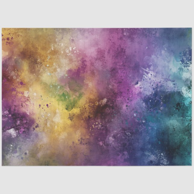 Dekoupage Lebend farbig Lila-blau-gelb-grün Seidenpapier (Vorderseite)