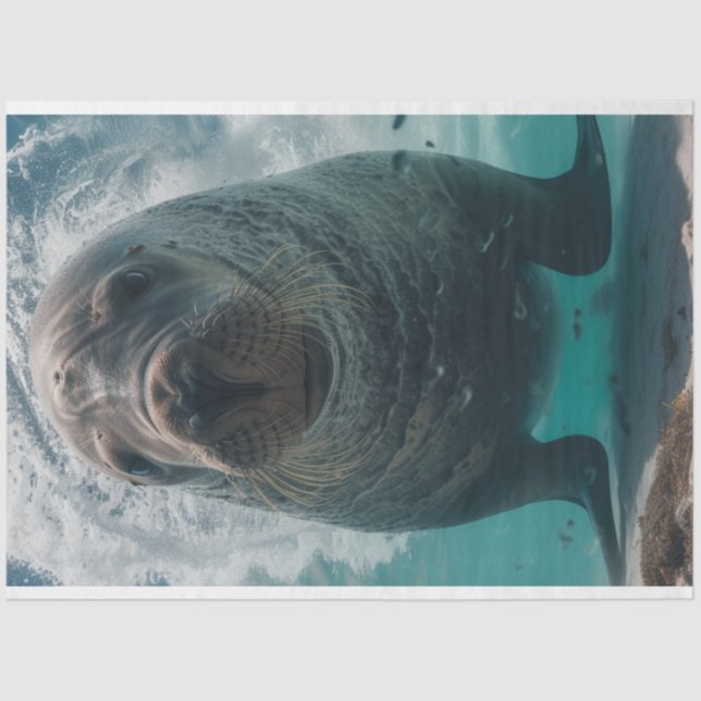 Dekoupage Lebendes Aquamarines Ozeanwasser mit Man Seidenpapier (Vorderseite)