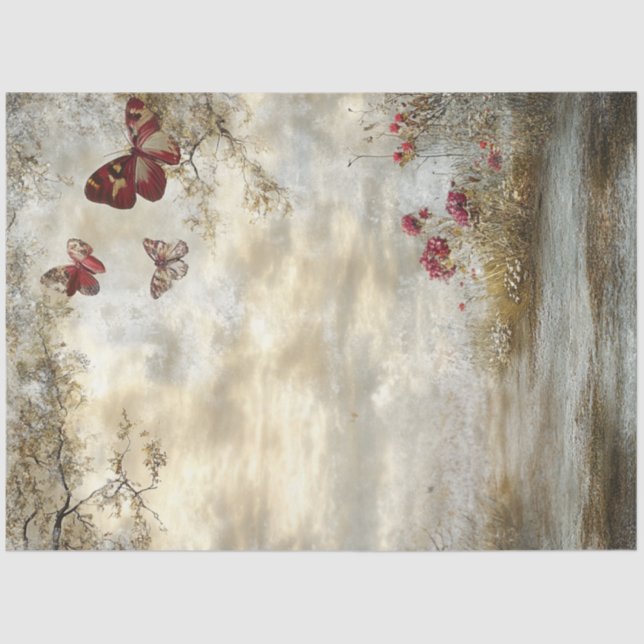 Dekoupage Links Side Story Book Design Landschaft Seidenpapier (Vorderseite)