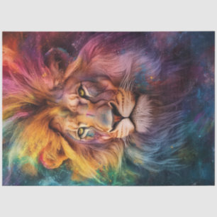 Dekoupage Lion of Spectrum of Colors Seidenpapier