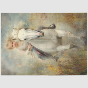 Dekoupage Little Girl White Horl Field Blume Seidenpapier