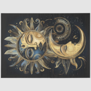 Dekoupage Magical Celestial Sun Crescent Moon Star Seidenpapier