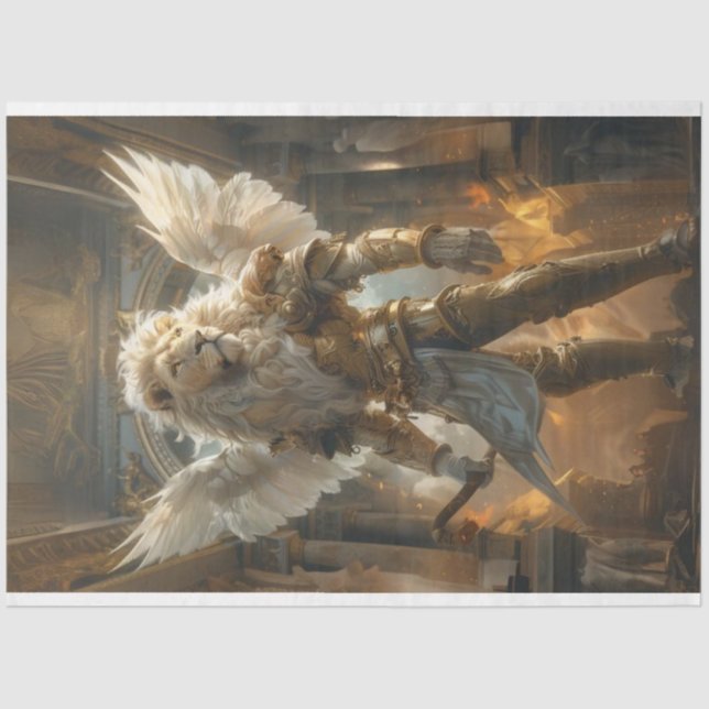 Dekoupage Majestic Guardian Lion Leo Tissue Paper Seidenpapier (Vorderseite)