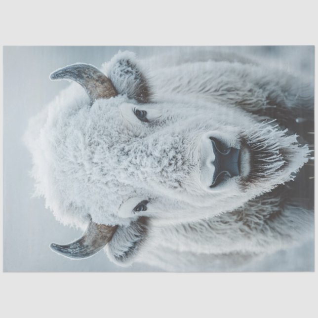Dekoupage Majestic White Bison in Snow Seidenpapier (Vorderseite)