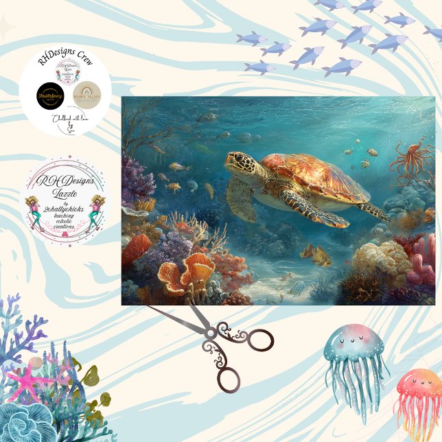 Dekoupage Meeresschildkröte Korallenriff Wandkunst Seidenpapier (Von Creator hochgeladen)