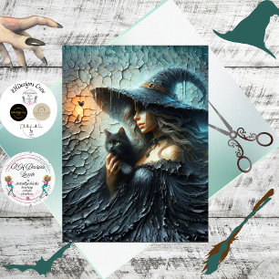 Dekoupage Mystical Hexe Crackled Background Seidenpapier