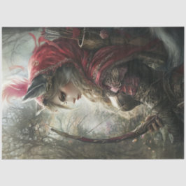 Dekoupage Mystical Women Robin Hood Bow Arrows Seidenpapier