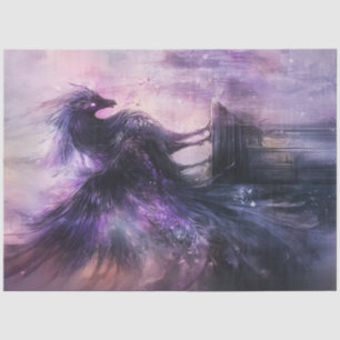 Dekoupage Mythical Bird Dark Lila Black Feathers Seidenpapier