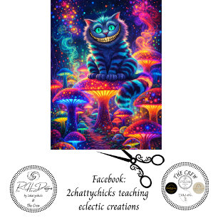 Dekoupage Neon Psycho Katze Leuchtender Pilz Seidenpapier