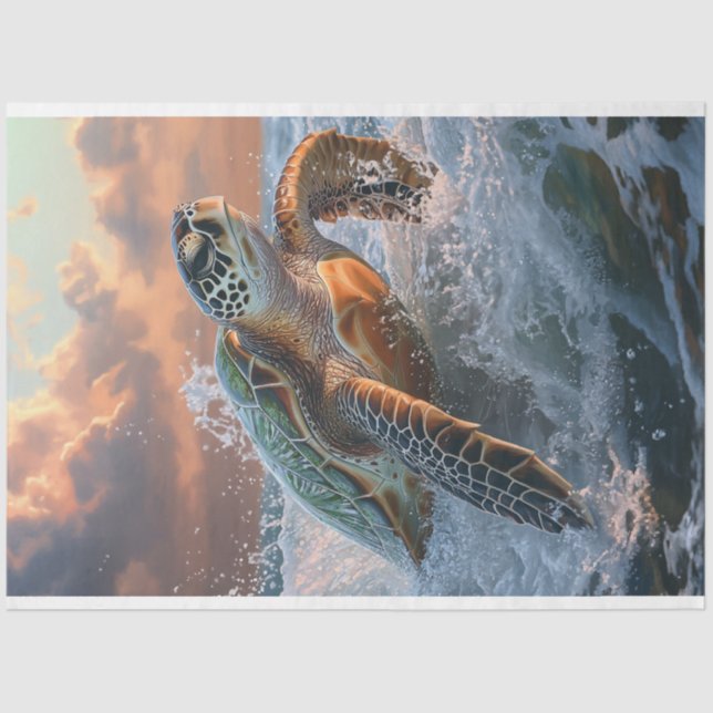 Dekoupage Ocean Turtle on Beach Seidenpapier (Vorderseite)