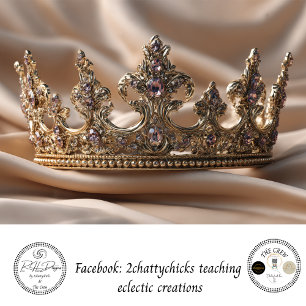 Dekoupage Ornate Goldkrone Satin Rosa Edelstein Seidenpapier