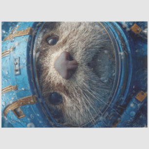 Dekoupage Otter in Blue Outer Space Anzug Seidenpapier