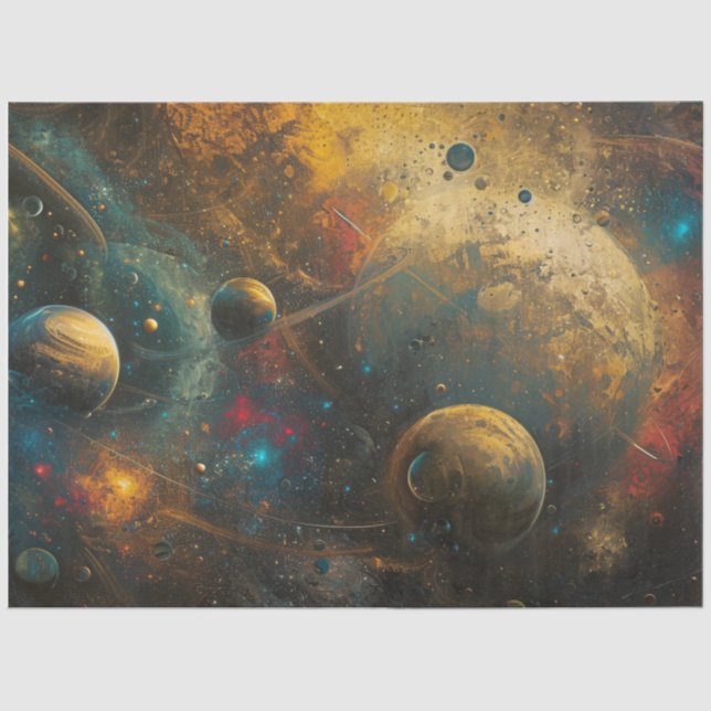Dekoupage Outer Space Galaxien Sternenplaneten Seidenpapier (Vorderseite)