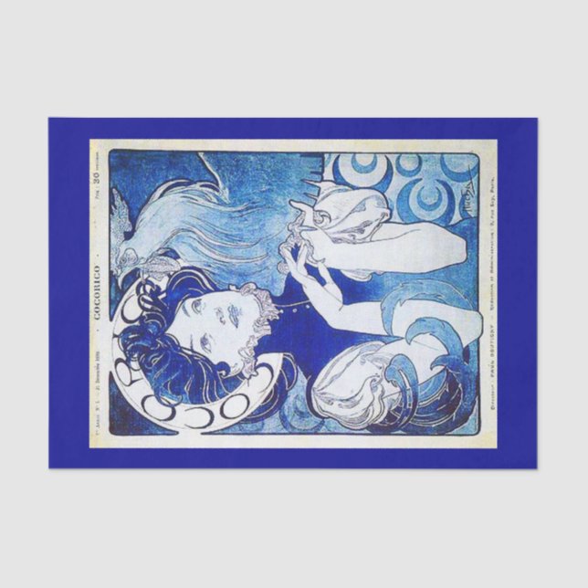 Dekoupage Paper 10"x15" - Alphonse Mucha 20 Seidenpapier (Vorderseite)