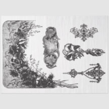 Dekoupage Paper von mehreren Schwarzweiß-Motiven