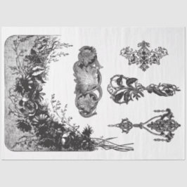 Dekoupage Paper von mehreren Schwarzweiß-Motiven Seidenpapier