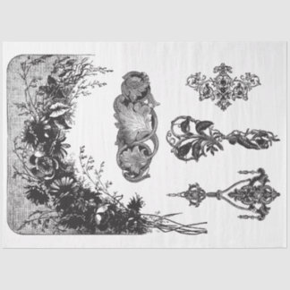 Dekoupage Paper von mehreren Schwarzweiß-Motiven Seidenpapier