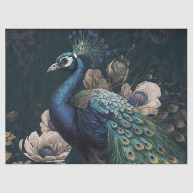 Dekoupage paper, Wrapping Paper - Majestic Peacock Seidenpapier (Vorderseite)