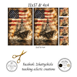 Dekoupage Patriotisches Kriegsschiff Amerikanische Seidenpapier