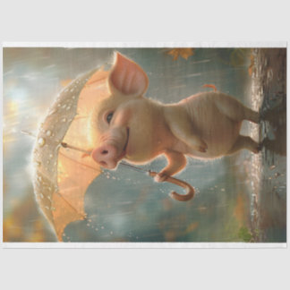 Dekoupage Pig singen im Regenschirm Seidenpapier