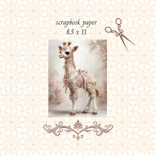 Dekoupage Pink Viktorianisch Giraffe Scrapbook Pap