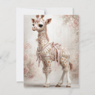 Dekoupage Pink Viktorianisch Giraffe Scrapbook Pap Postkarte