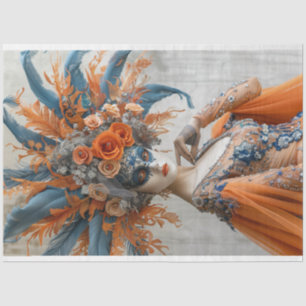 Dekoupage Portrait von Mardi Gras Queen Seidenpapier