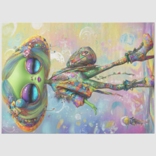 Dekoupage Psychedelic Fashion Girl Character Seidenpapier