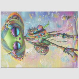 Dekoupage Psychedelic Fashion Girl Charakter Links Seidenpapier