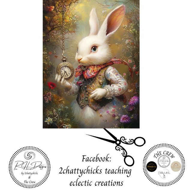 Dekoupage Rabbit Alice's Adventures Wunderland Seidenpapier (Von Creator hochgeladen)