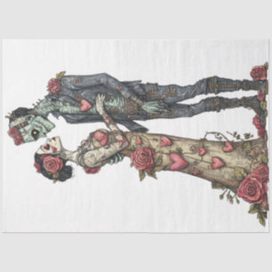 Dekoupage Romantic Zombie Couple Valentine Embrace Seidenpapier