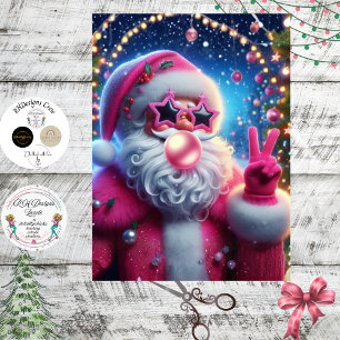 Dekoupage Rosa Kaugummi Weihnachtsmann Seidenpapier