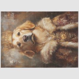 Dekoupage Royal Golden Retriever mit Goldkrone Seidenpapier