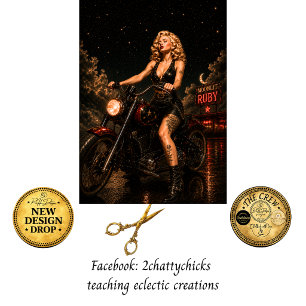 Dekoupage Ruby Mondlicht-Biker-Chick Seidenpapier