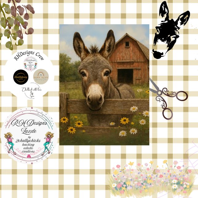 Dekoupage Rustic Donkey Farm Scene Seidenpapier (Von Creator hochgeladen)
