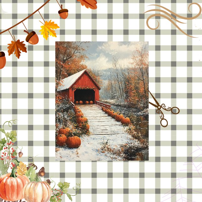 Dekoupage Rustic Red Barrel Fall Pumpkin-Jahreszei Seidenpapier (Von Creator hochgeladen)
