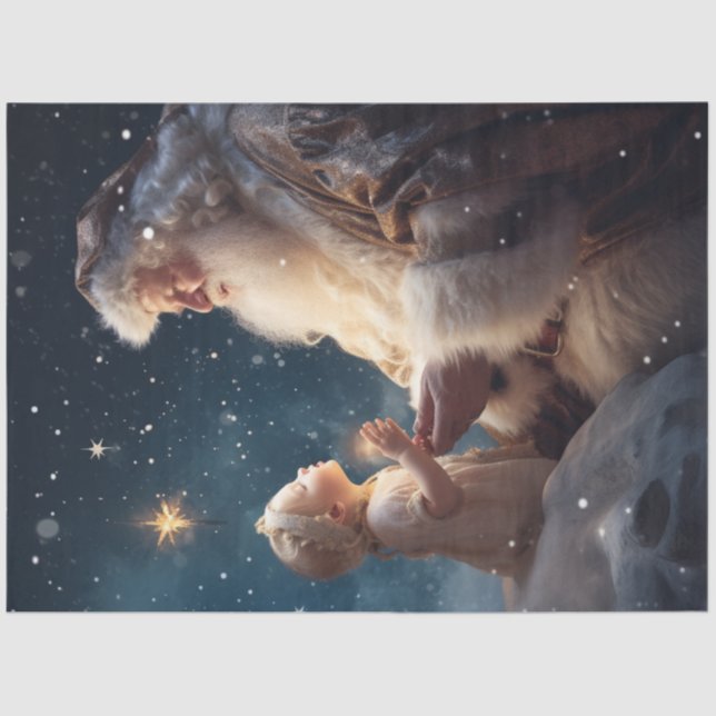 Dekoupage Santa erzählt Großkind über Jesus Seidenpapier (Vorderseite)