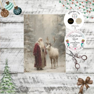 Dekoupage Santa Rudolph verzauberte Winterszene Seidenpapier
