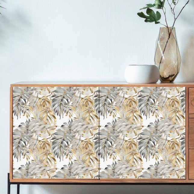 Dekoupage Schöne Silver Gold Palm Blätter Seidenpapier (Von Creator hochgeladen)