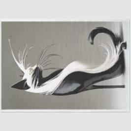 Dekoupage Schwarz-weiß Cat in High Heel Shoe Seidenpapier
