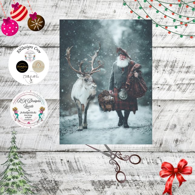 Dekoupage Scottish Santa Claus in Kilt Seidenpapier (Von Creator hochgeladen)