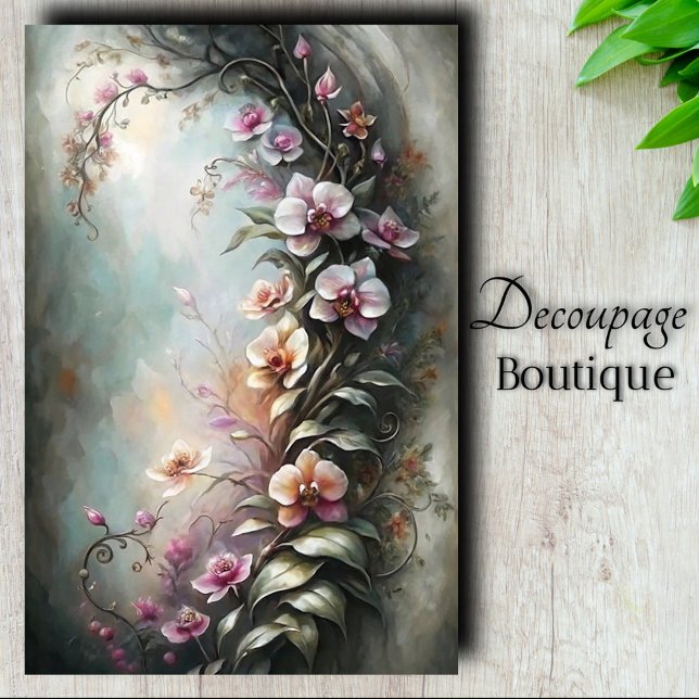 Dekoupage Seidenpapier (Whimsical Orchids Decoupage Tissue Paper)