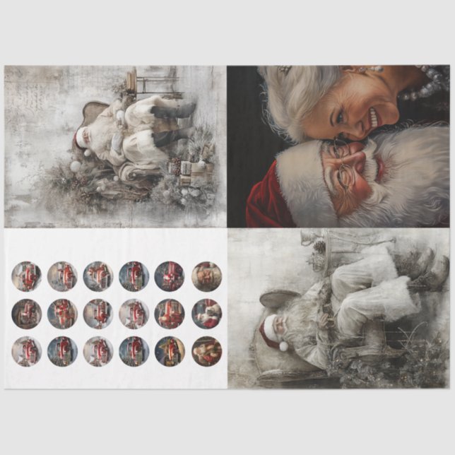 Dekoupage Set von 4 Designs Santa, Mr. Santa Seidenpapier (Vorderseite)