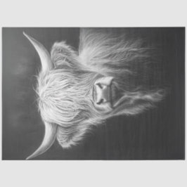 Dekoupage Shaggy Highland Kuh Black Background Seidenpapier