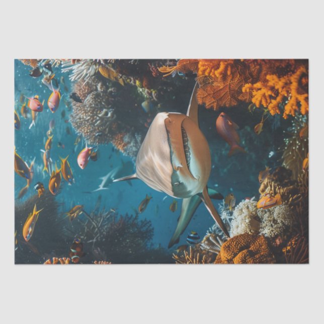 Dekoupage Shark Ocean Water World Seidenpapier (Vorderseite)