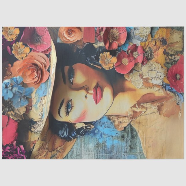 Dekoupage Sophisticed Lady Distressed Background Seidenpapier (Vorderseite)