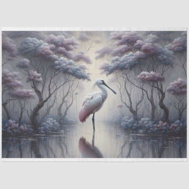 Dekoupage, Spoonbill Bird, Gewebepapier Seidenpapier (Vorderseite)